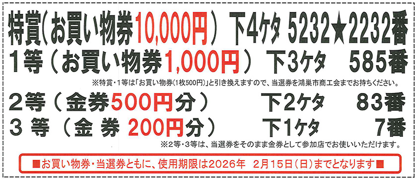 【当選番号発表】歳末大売出し 初夢宝くじ